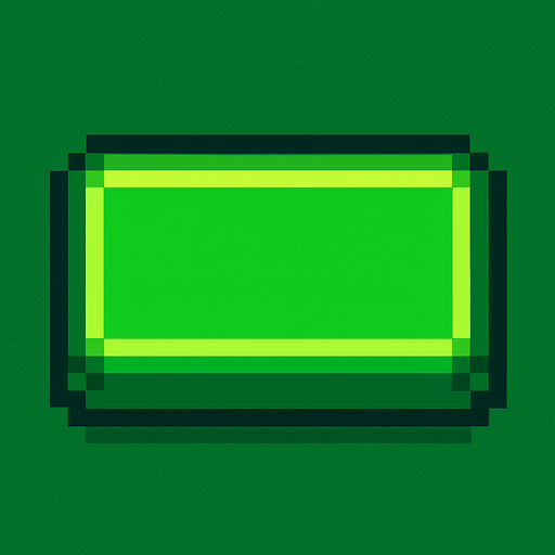 Bana yeşil bir 2d pixel düğme çiz.
In-Game asset.  2d.  High contrast.  No shadows
