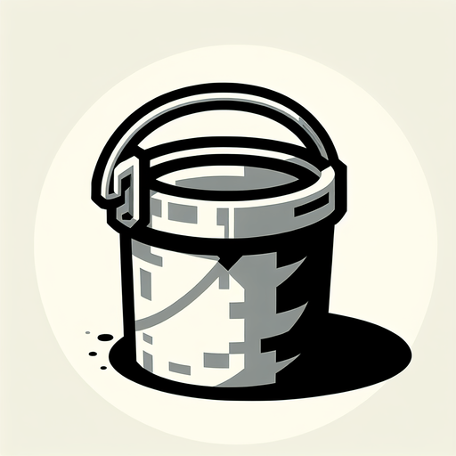 a paint bucket.
Single Game Texture. In-Game asset. 2d. Blank background. High contrast. No shadows.