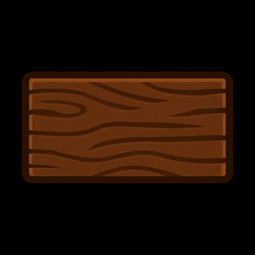 Rectángulo de madera color café.
In-Game asset.  2d.  High contrast.  No shadows