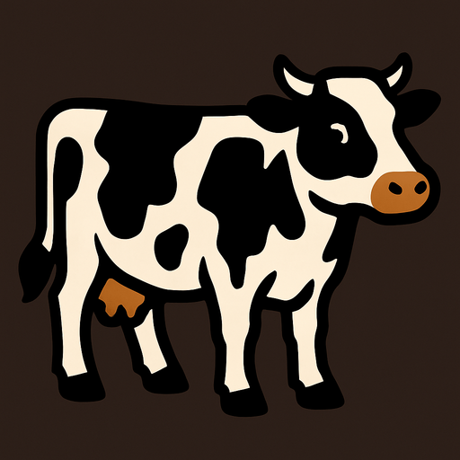 Make a cow.
In-Game asset.  2d.  High contrast.  No shadows