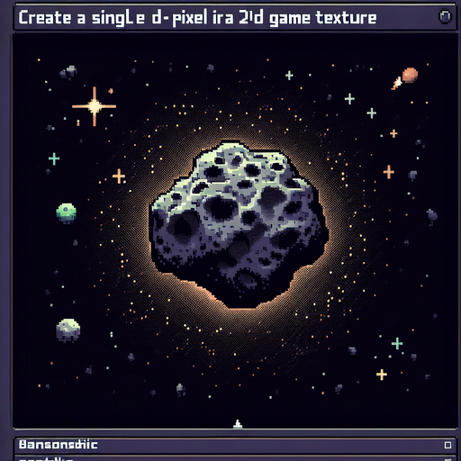 Asteroid 2D Pixel..
Single Game Texture. In-Game asset. 2d. Blank background. High contrast. No shadows.