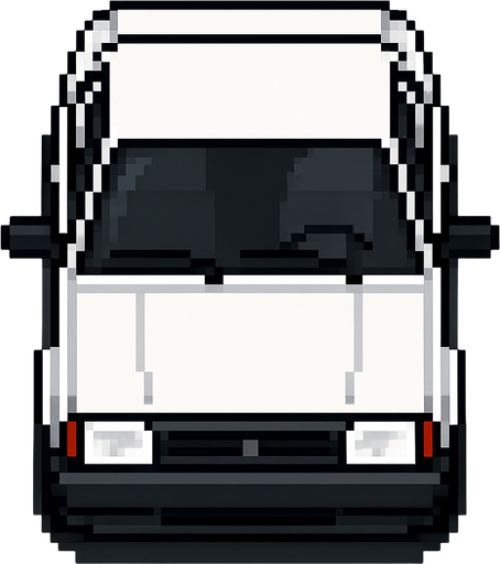 Draw 2d pixel car Tofash top view white..
In-Game asset.  2d.  High contrast.  No shadows