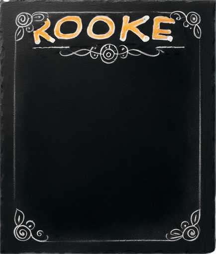"ROOKIE BREW" properly handwritten in chalk
