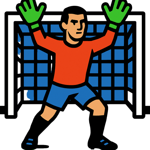 male soccer goalkeeper with hands up and not holding ball 2d ingame asset high contrast no shadows.
In-Game asset.  2d.  High contrast.  No shadows