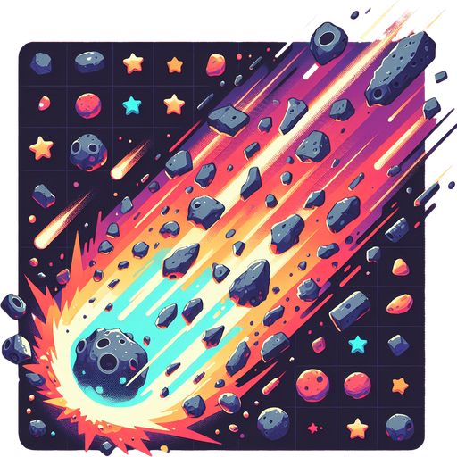 Asteroid, falling Single Game Texture. In-Game asset. 2d. Blank background. High contrast. No shadows.