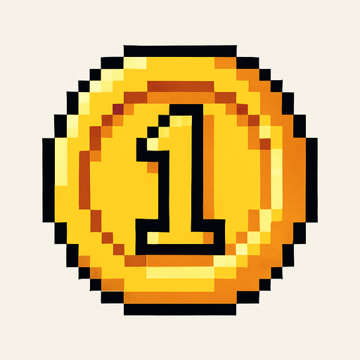 pixel art coin.
In-Game asset.  2d.  High contrast.  No shadows