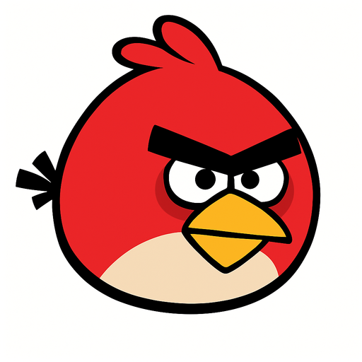 angry birds character "red".
In-Game asset.  2d.  High contrast.  No shadows