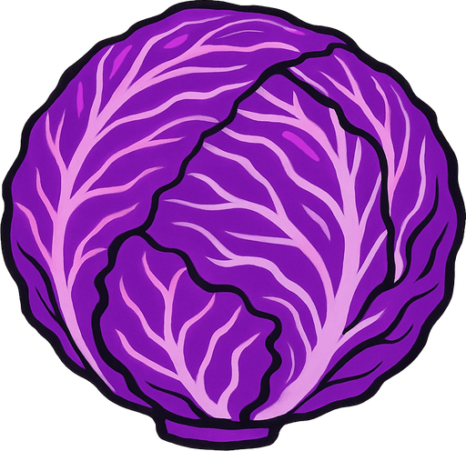 purple cabbage.
2d.  High contrast.  No shadows