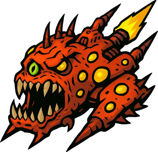 monster space ship.
In-Game asset.  2d.  High contrast.  No shadows