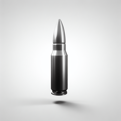 Bullet.
Single Game Texture. In-Game asset. 2d. Blank background. High contrast. No shadows.