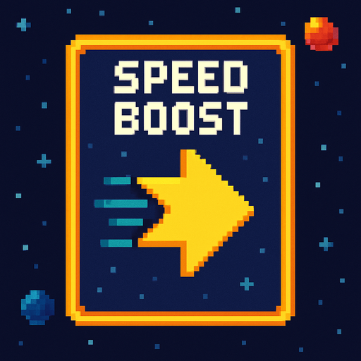 Карта усиления пиксельная усиливает скорость игрока космическая 2д пиксели.
In-Game asset.  2d.  High contrast.  No shadows