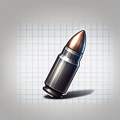 A bullet.
Single Game Texture. In-Game asset. 2d. Blank background. High contrast. No shadows.