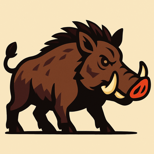 2d big size side scroller wild  warthog image.
In-Game asset.  2d.  High contrast.  No shadows