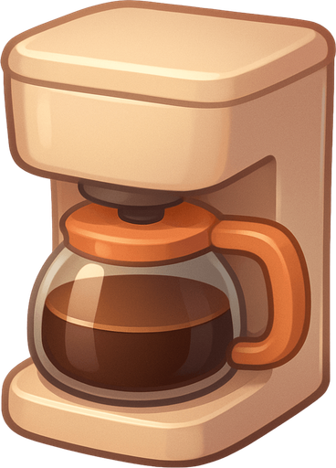 A coffee machine. Cute soft graphics. soft ambient light. semi-matte to satin surfaces. naturalistic with slight saturation boost colors. 
In-Game asset.  2d.  High contrast.  No shadows. top down..
In-Game asset.  2d.  High contrast.  No shadows
