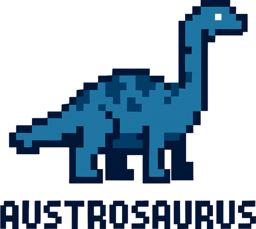 Make it 8 bit style dinosaur Austrosaurus  cartoon character.
In-Game asset.  High contrast.  No shadows
