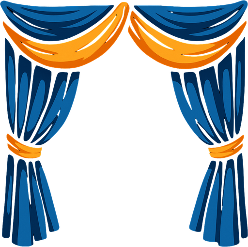 Arkaplan siyah ağırlıklı sahne perdeler.
In-Game asset.  2d.  High contrast.  No shadows