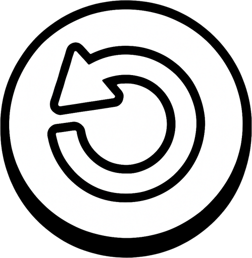 white restart button but no have text.
In-Game asset.  2d.  High contrast.  No shadows