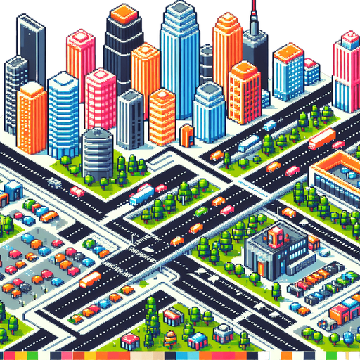 City.
Single Game Texture.  In-Game asset.  2d.  Blank background.  High contrast.  No shadows. Pixel