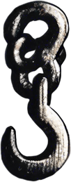 Draw a black chain from the top of the hook to the top of the image