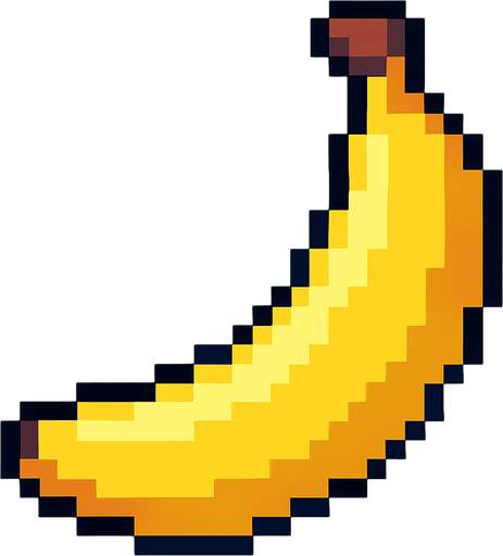 Pixel banana.
In-Game asset.  High contrast.  No shadows