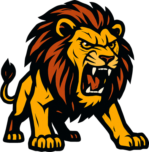 A masai Lion angry.
In-Game asset.  2d.  High contrast.  No shadows