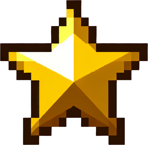 A golden star..
Single Game Texture. In-Game asset. 2d. Blank background. High contrast. No shadows.