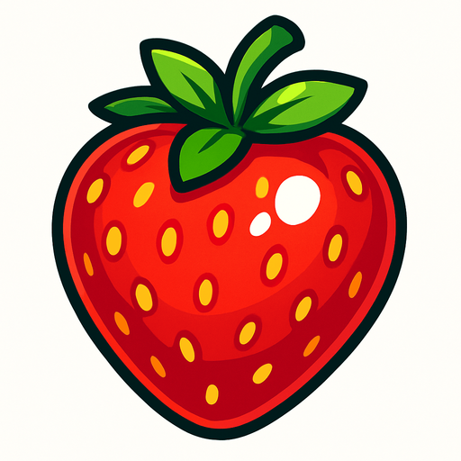Shiney strawberry vector.
In-Game asset.  2d.  High contrast.  No shadows