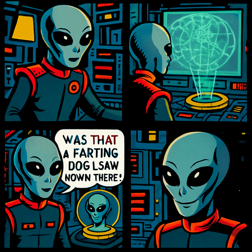 Change speech bubble to say ' was that a farting dog I saw down there? '