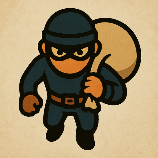 topdown thief.
In-Game asset.  2d.  High contrast.  No shadows