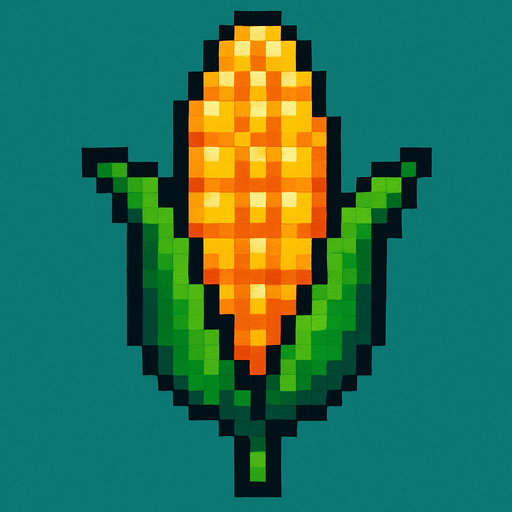 maiz de pixeles.
In-Game asset.  2d.  High contrast.  No shadows