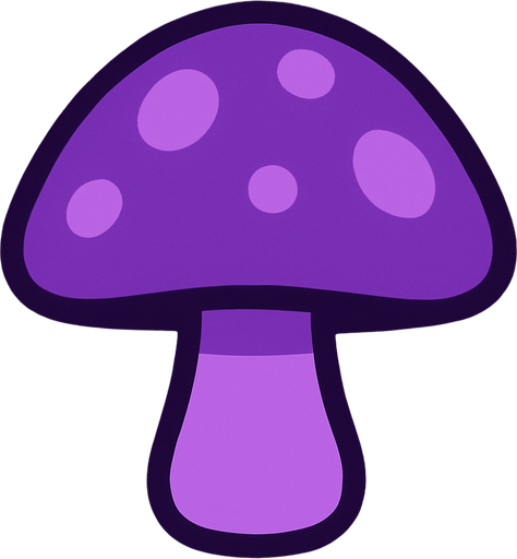 Purple mushroom.
In-Game asset.  2d.  High contrast.  No shadows. Very simple