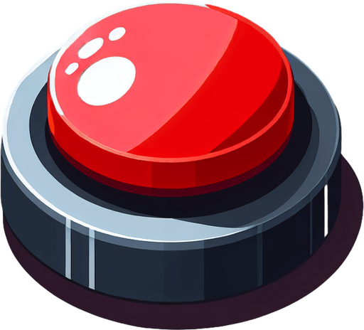 Big red kill button.
Single Game Texture. In-Game asset. 2d. Blank background. High contrast. No shadows.