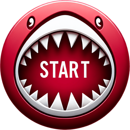 Start button in the shape of a shark mouth.
