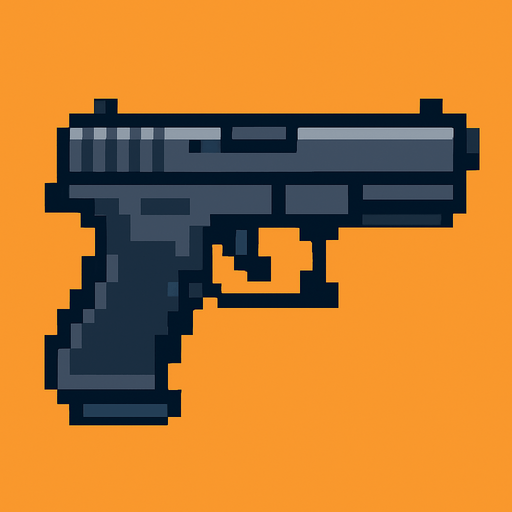 glock
pixel art.
In-Game asset.  High contrast.  No shadows
