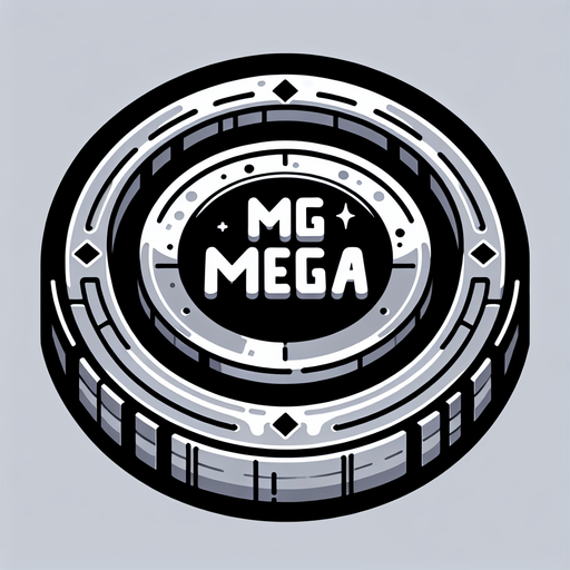 coin MG MEGA.
Single Game Texture.  In-Game asset.  2d.  Blank background.  High contrast.  No shadows