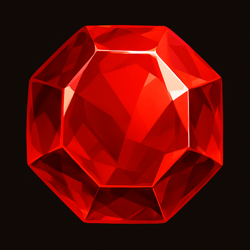 a red gem realistic.
In-Game asset.  2d.  High contrast.  No shadows