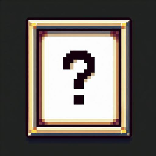 Пустая рамка. Знак вопроса в левом верхнем углу.
Single Game Texture.  In-Game asset.  2d.  Blank background.  High contrast.  No shadows