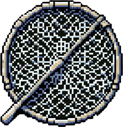 8-bit art style circular fishing net without a handle..
8-bit art style