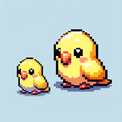 Sarı muhabbet kuşu sevimli küçük vektör ve piksel sanatı.
Single Game Texture.  In-Game asset.  2d.  Blank background.  High contrast.  No shadows