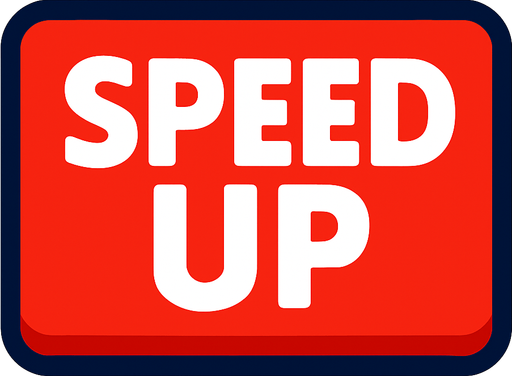 üzerinde SPEED UP yazan bir buton.
In-Game asset.  2d.  High contrast.  No shadows