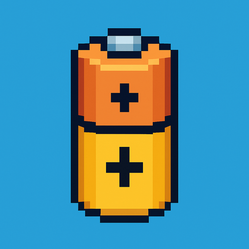 Una pila en estilo pixel art.
In-Game asset.  2d.  High contrast.  No shadows