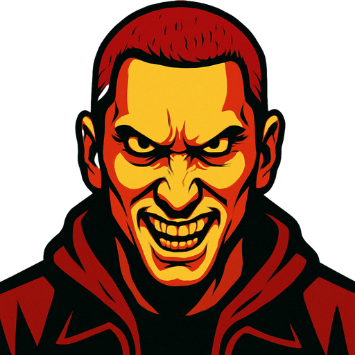 Eminem's evil face.
In-Game asset.  2d.  High contrast.  No shadows