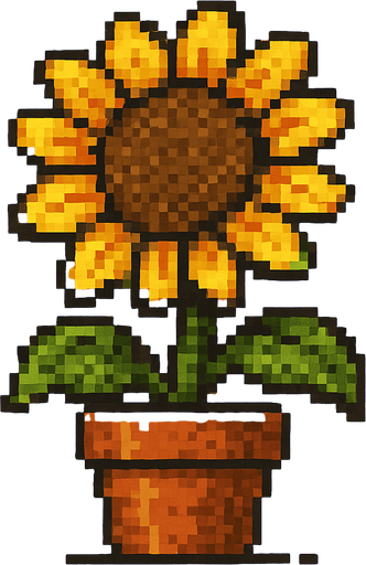 Maceta con una flor, pixel art metal slug.
In-Game asset.  2d.  High contrast.  No shadows