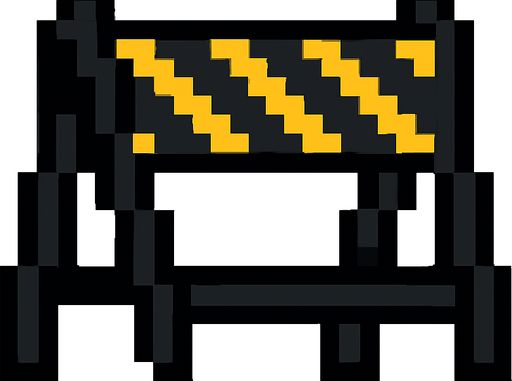 a black barricade with yellow lines on it but pixel art style
. No background. Transparent background. Blank background. No shadows. 2d. In-Game asset. flat