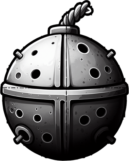Sea mine. Minesweeper.
Game Texture. In-Game asset. 2d. Blank background. High contrast. No shadows.