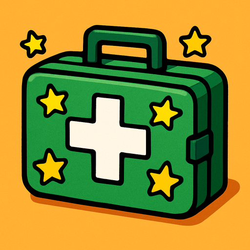 Un botiquín de color verde con estrellitas.
In-Game asset.  2d.  High contrast.  No shadows