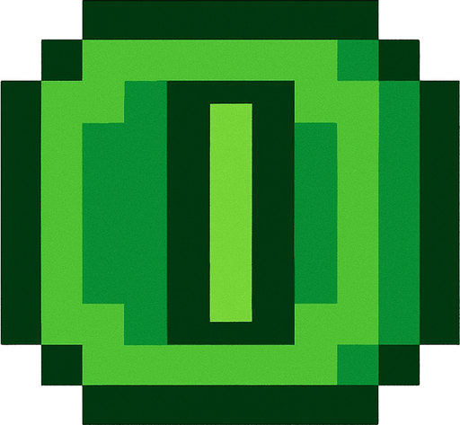 3x3 pixel green coin.
In-Game asset.  2d.  High contrast.  No shadows. retro arcade. Pixel art