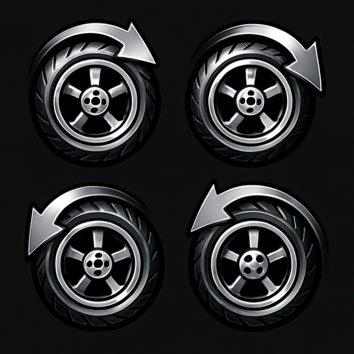Style the tire icons with a slight metallic shine and rotate animation to match the motorcycle theme..
In-Game asset.  2d.  High contrast.  No shadows