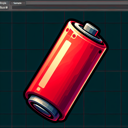 create a red batery.
Single Game Texture.  In-Game asset.  2d.  Blank background.  High contrast.  No shadows