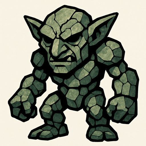 taş goblin.
In-Game asset.  2d.  High contrast.  No shadows